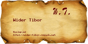 Wider Tibor névjegykártya